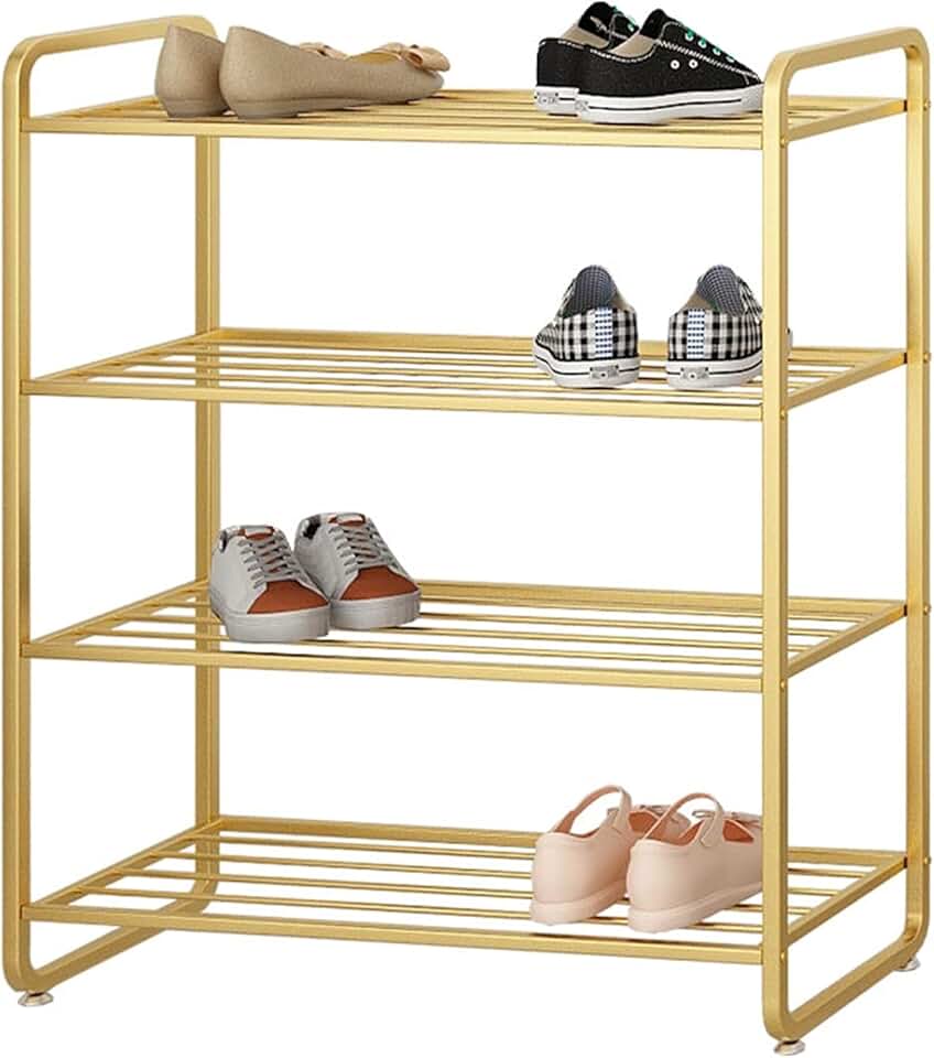 Shoe Bench Gold Metal Shoe Rack, Entry Way Shoe Shelf and Shoe Stand ...