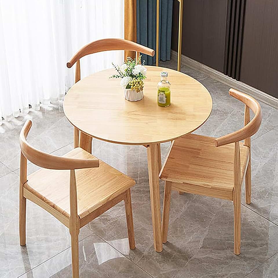 Simplicity Solid Wood Dining Table, Small Round Dining Table Natural ...
