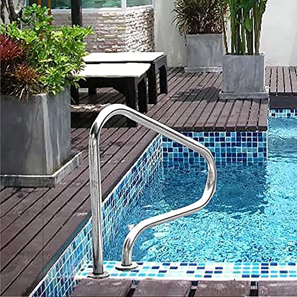 Swimming Pool Safety Hand Rail Pool Handrails with Blue Grip Cover ...