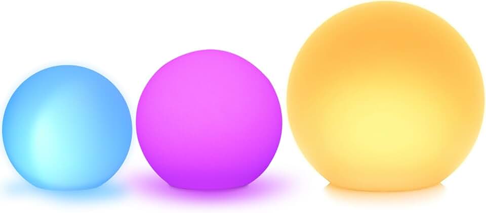Mr.Go 8-inch, 10-inch and 14-inch LED Ball Light Bundle, Rechargeable ...