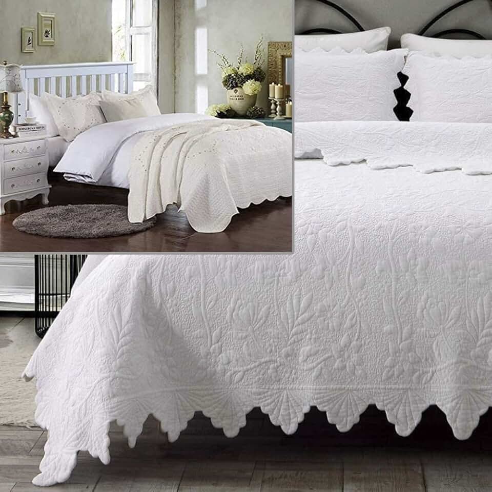 Brandream Gonna Letto Romantica In Pizzo Bianco | 100% Cotone | Lenzuolo Con Gonna | Twin/Full/Queen/King Size