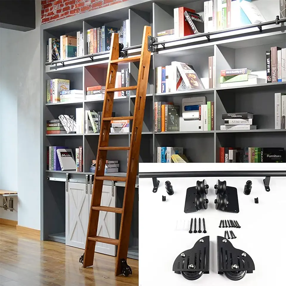 Rolling Library Ladder Hardware 20ft Ladder Sliding Library Ladder Track - Kit Sliding Library