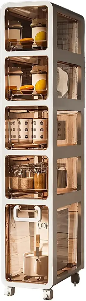 3 Tier Slim Bathroom Storage Cabinet, Narrow Organizer With Wheels And Toilet Paper Holder, Waterproof, No Assembly Required, Perfect For Small Spaces In Bathroom, Kitchen And Bedroom