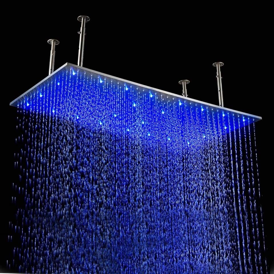 Cascada Ceiling Mount Rainfall LED Shower Head, (include Shower Arm ...