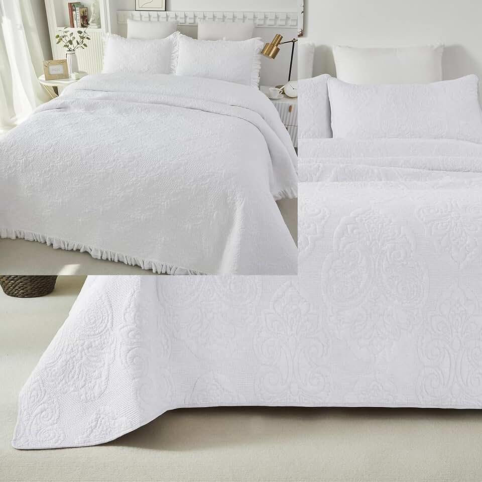Brandream Set Biancheria Letto Lusso 2 Pezzi – Copriletto Matelassé Stile Boho Con Medaglione, 100% Cotone, 168x210 Cm + Federa