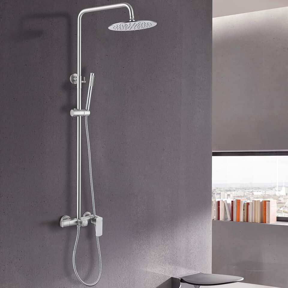 RBROHANT Exposed Shower System with Tub Spout, Brushed Nickel Exposed ...