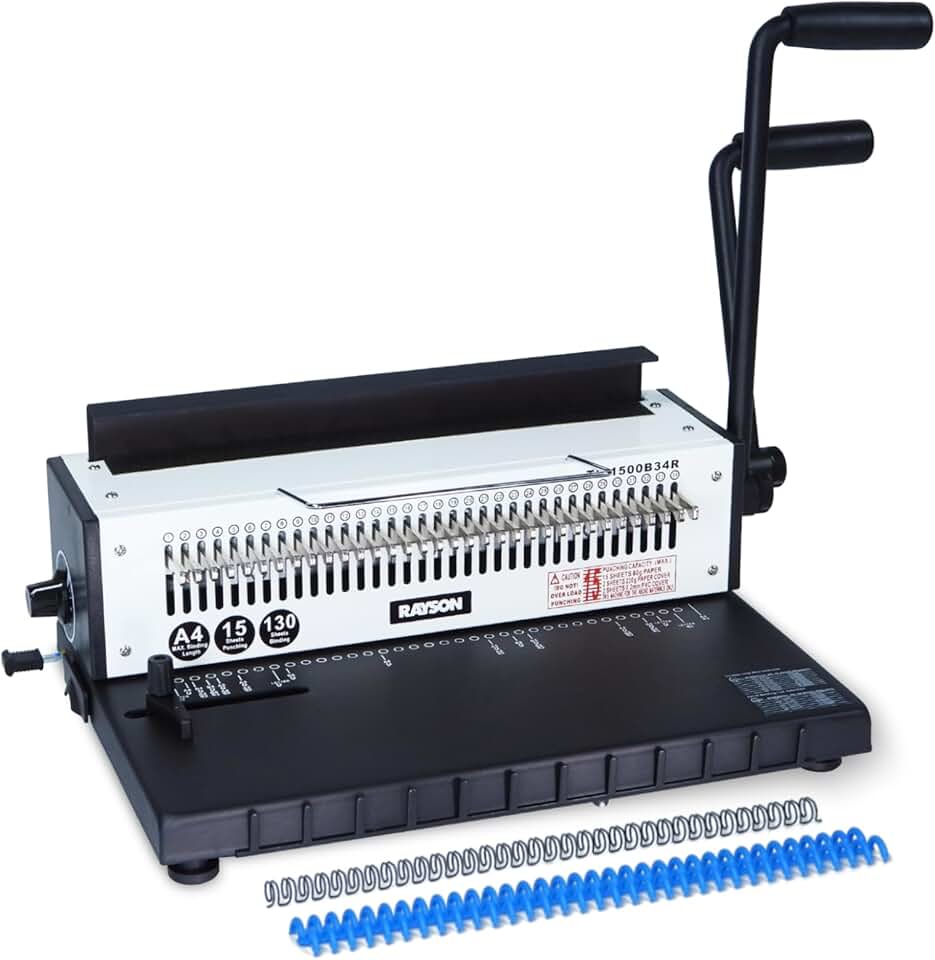 Rayson TD-1500B34R Binding Machine, Round Holes, 3:1 Pitch Wire-O ...