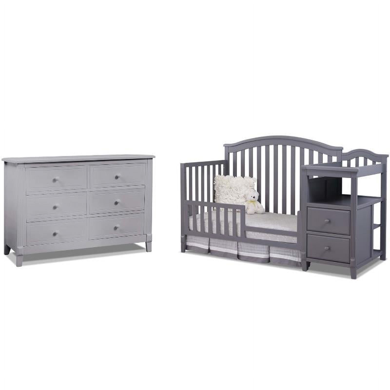 Crib Sets With Changing Table Baby Crib with Changing Table and 6 Drawer Double Dresser Set in Gray