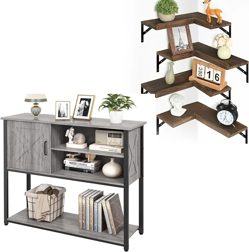 41" Console Table with Storage Shelf, Entryway Table with Storage ...