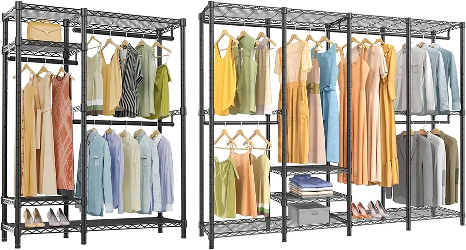 Apparel Wire Racks VIPEK V2S V40 Wire Garment Rack Bundle, Multi-Functional Clothes Rack ...
