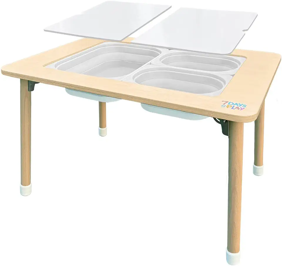 7 Days of Play Sensory Play Activity Table with Foldable Legs, Storage ...