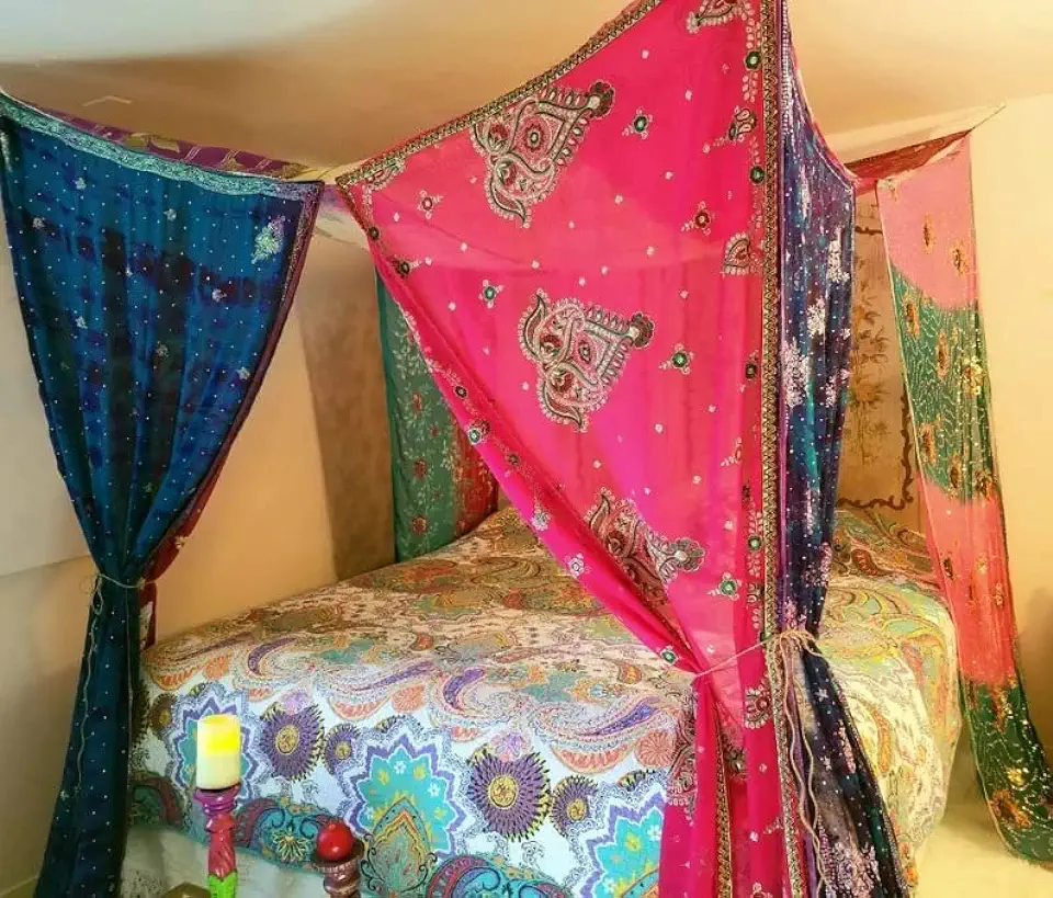 Bed Canopy Queen Boho in Stock Curtains Gypsy Bedroom Beaded Sequin ...