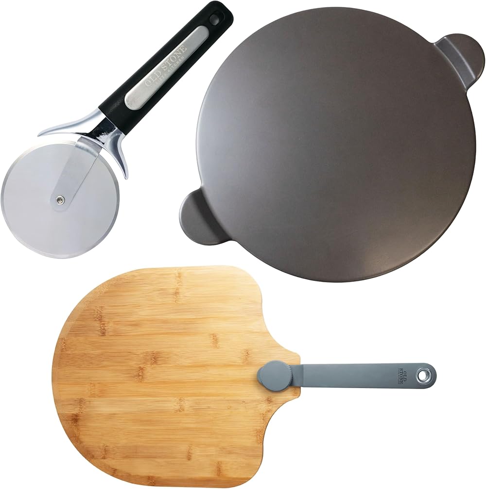 Pizza Making Kit, Includes 15-inch Round Glazed Pizza Stone, Bamboo ...