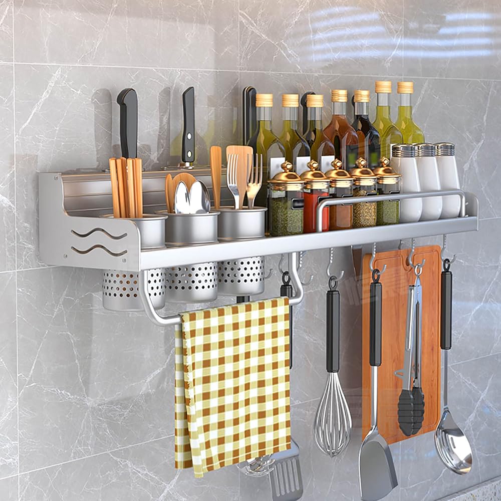 Spice Rack Hook Spice Racks Organiser,Spice Rack Wall Mounted With Hooks Towel Bar ...