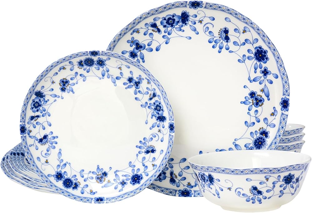 12-Piece Bone China Dinnerware Set, Porcelain Dinnerware Set for 4 ...