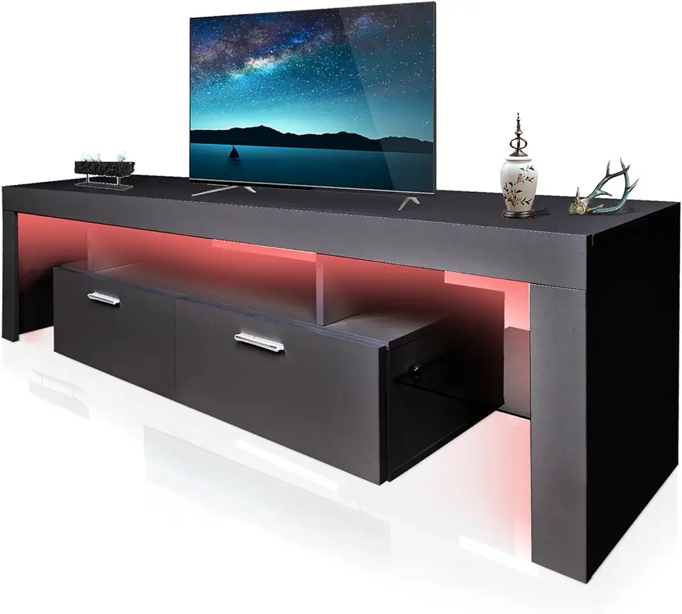 LED TV Stand for 50 55 65 70 75 inch TV,Mid Century Modern TV Console ...