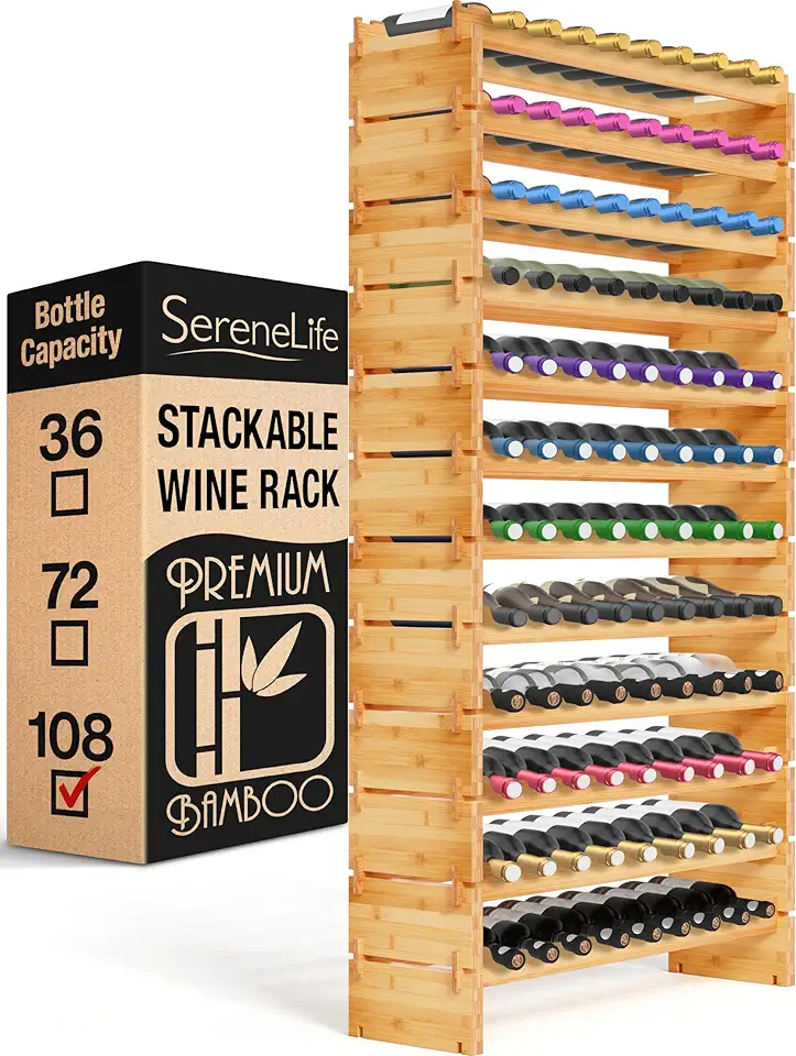 SereneLife Bamboo Doucherek – 2-Tier Doucherek met Antislip Design voor Badkamer Essentials, Zelfafvoerende Planken voor Gemakkelijke Organisatie, Duurzaam Natuurlijk Bamboe