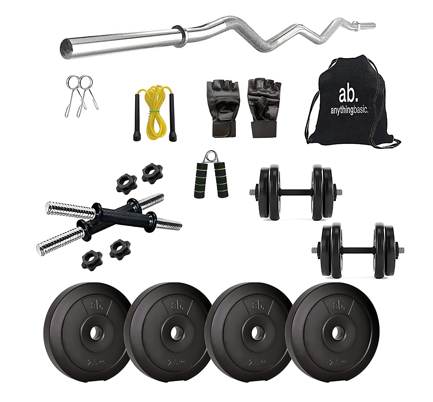 anythingbasic. PVC 10 Kg Home Gym Set with One 3 Ft Curl and One Pair ...