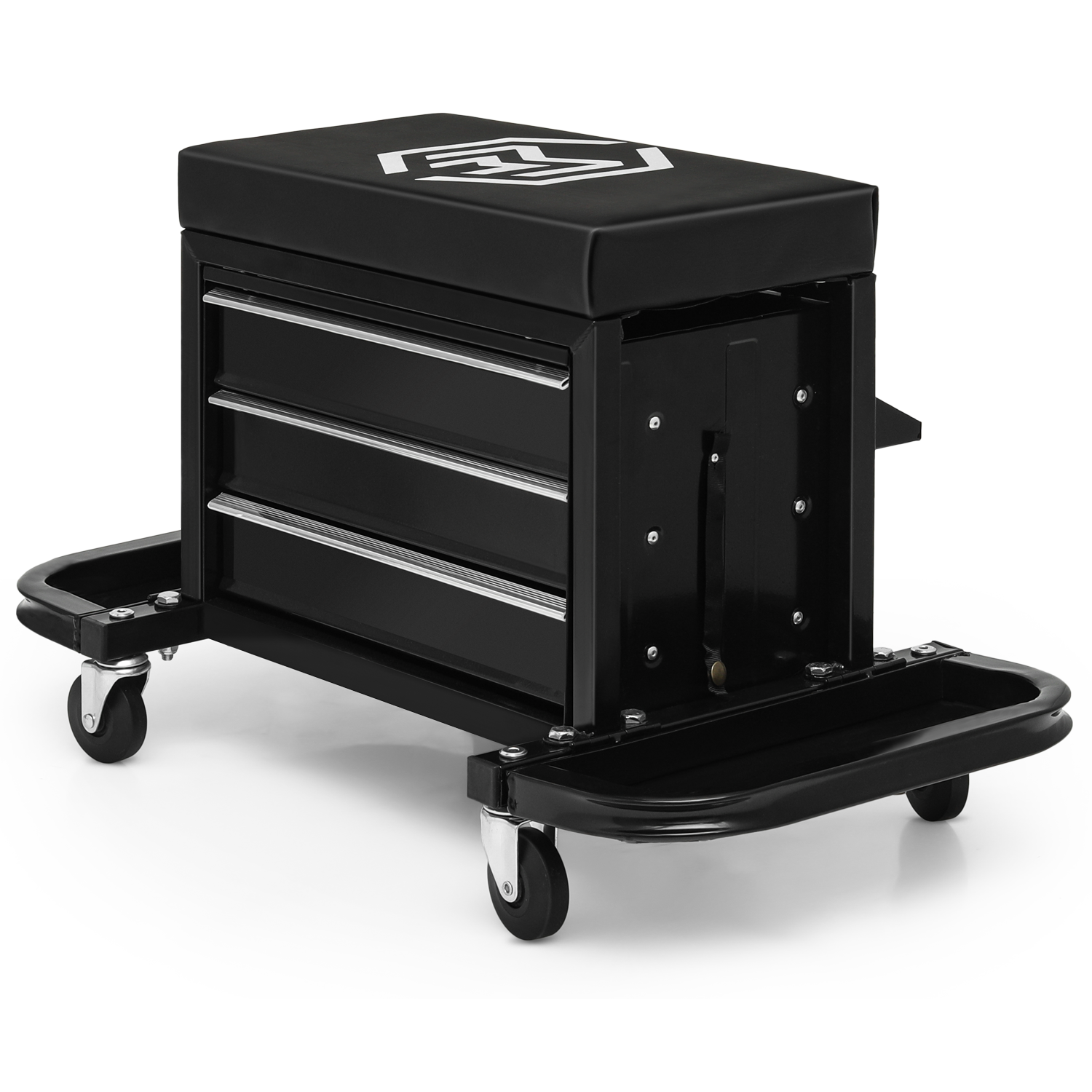 Magshion 3-Drawer Rectangular Mechanics Rolling Seat Tool Box with Tool ...