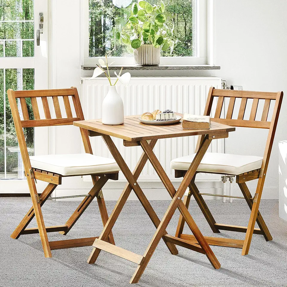 Square Table Heavy Duty 400lbs Capacity Patio Bistro Set 3 Piece ...