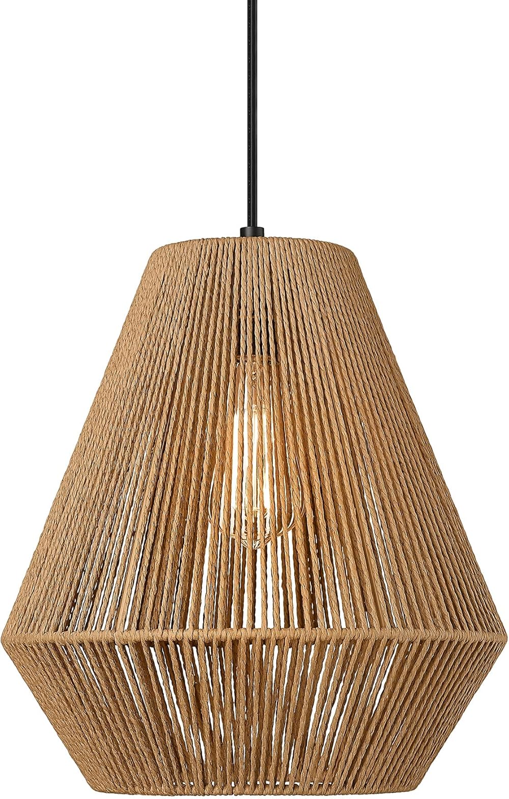 ELYONA Woven Pendant Lights Modern Boho Hanging Lamp with 12" Handwoven ...
