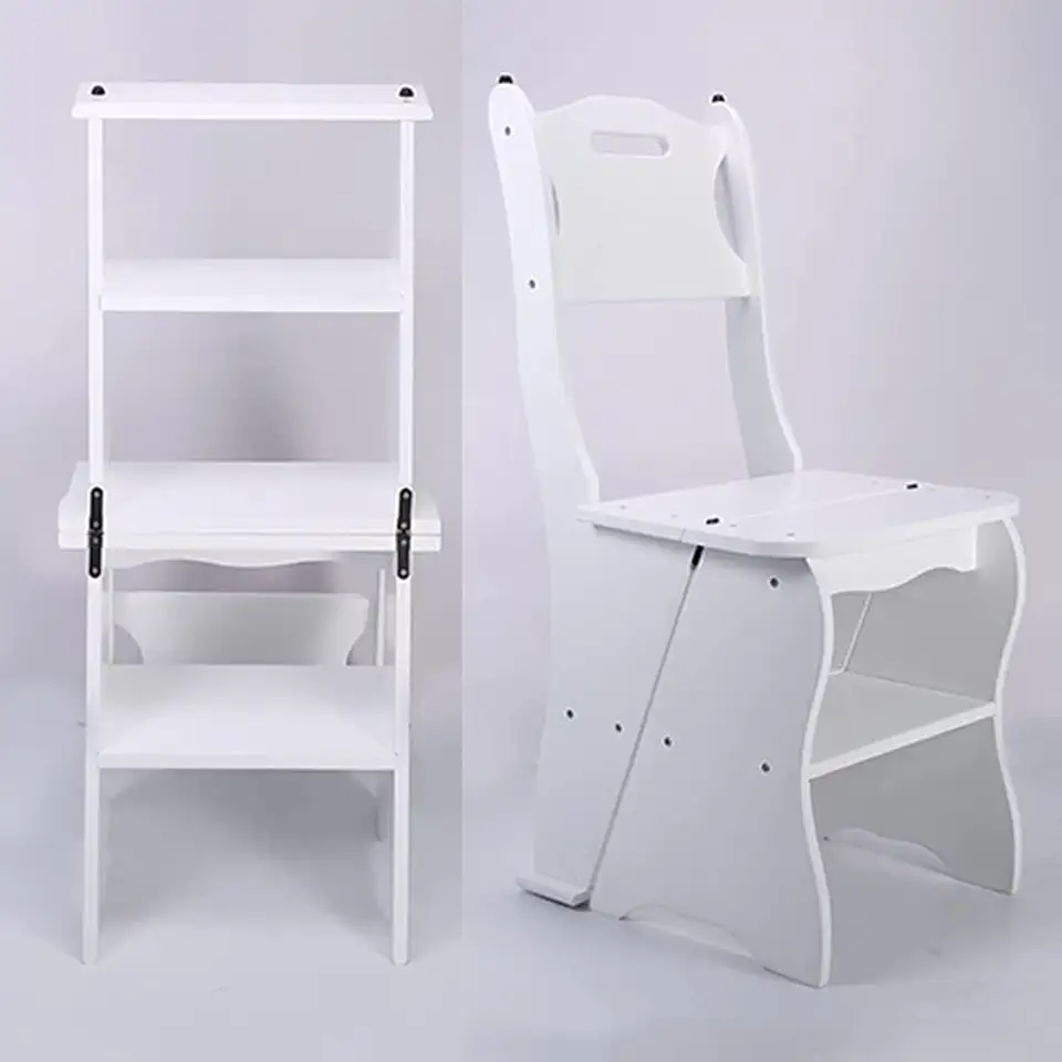 Natural Beech Wood Stair Stool Foldable Space-Saving Step - View #11