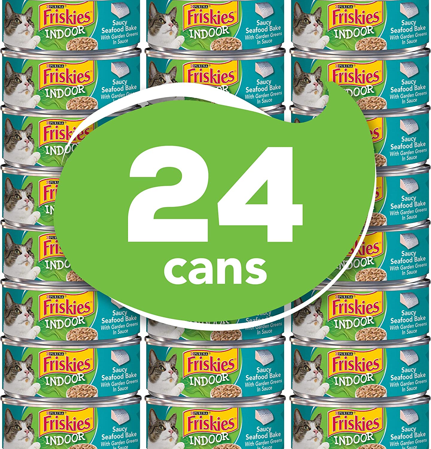Purina Friskies Indoor Wet Cat Food Indoor Meaty Bits Saucy Seafood Bake in Sauce – (24) 5.5 oz. Cans