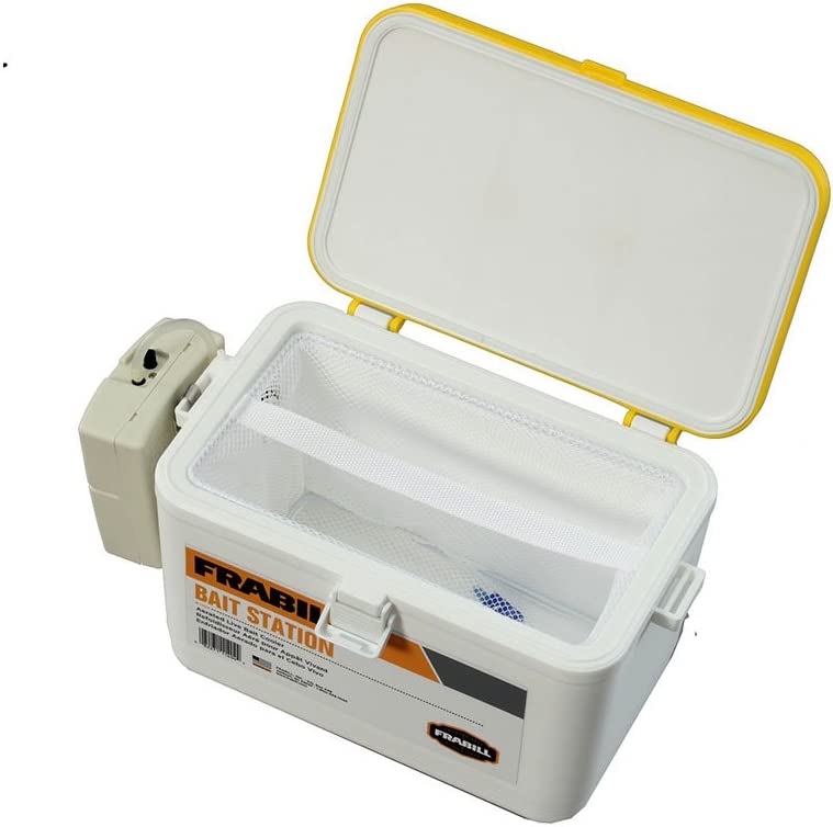 Frabill Bait Box with Aerator | Live Bait Storage Cooler with Portable Aerator | 8-Quart Capacity