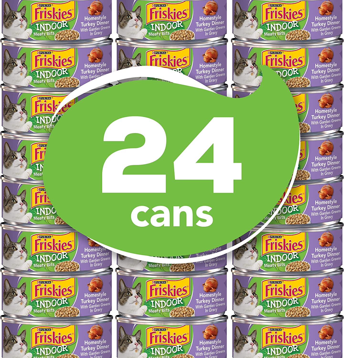 Purina Friskies Indoor Gravy Wet Cat Food Indoor Homestyle Turkey Dinner in Gravy – (24) 5.5 oz. Cans