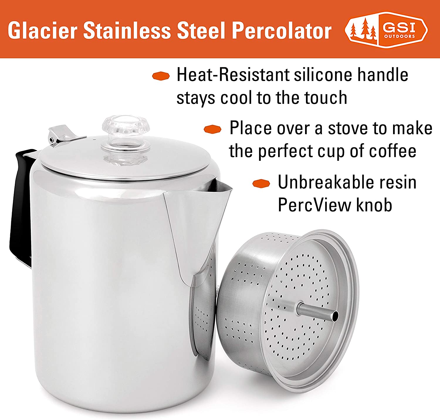GSI Outdoors 65209 Glacier Stainless 9-Cup Percolator