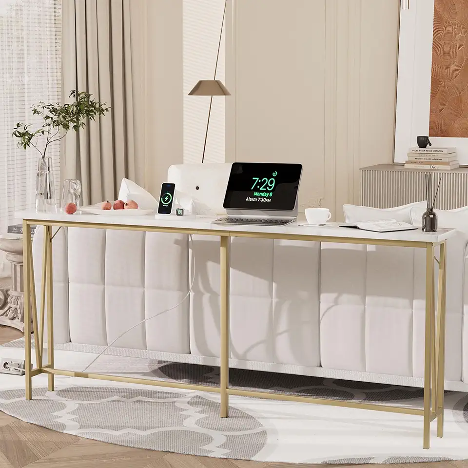 Sofa Tables Narrow Long, 72.8" Long Console Table for Entryway, Gold ...