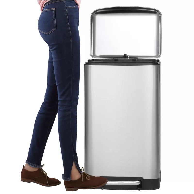 happimess HPM1008A Ashley 8 Gal. Rectangular Stinless Steel Trash Can with Soft-Close Lid and Mini Trash Can