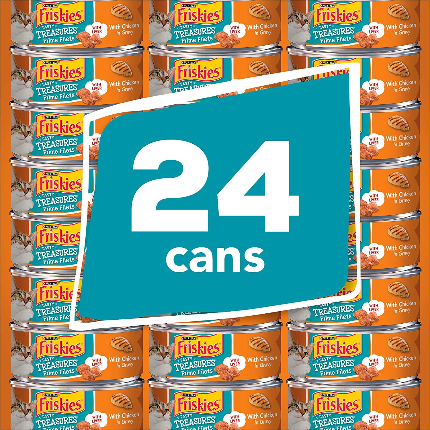 Purina Friskies Gravy Wet Cat Food Tasty Treasures With Chicken and Liver – (24) 5.5 oz. Cans