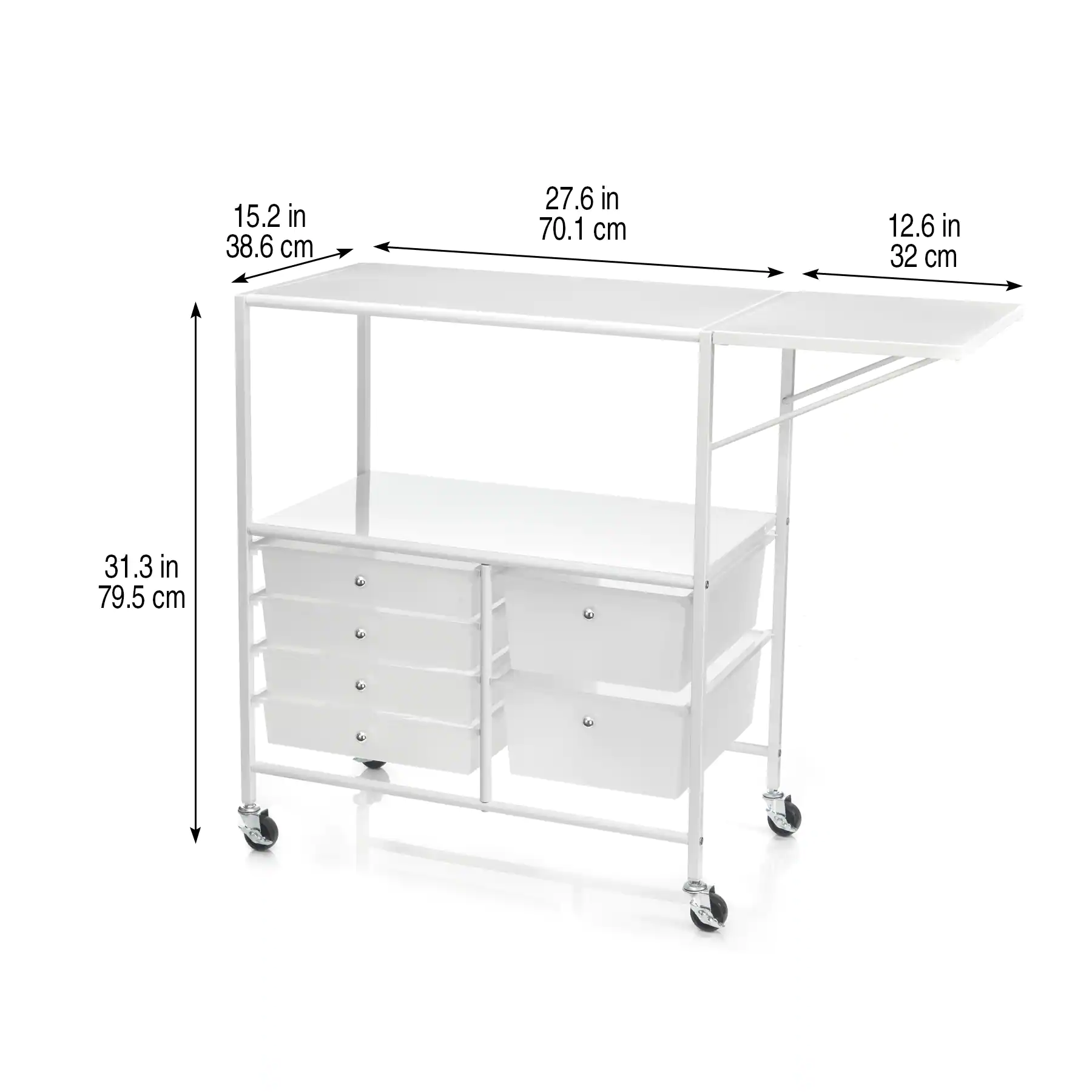 Simply Tidy Essex Rolling Cart, White