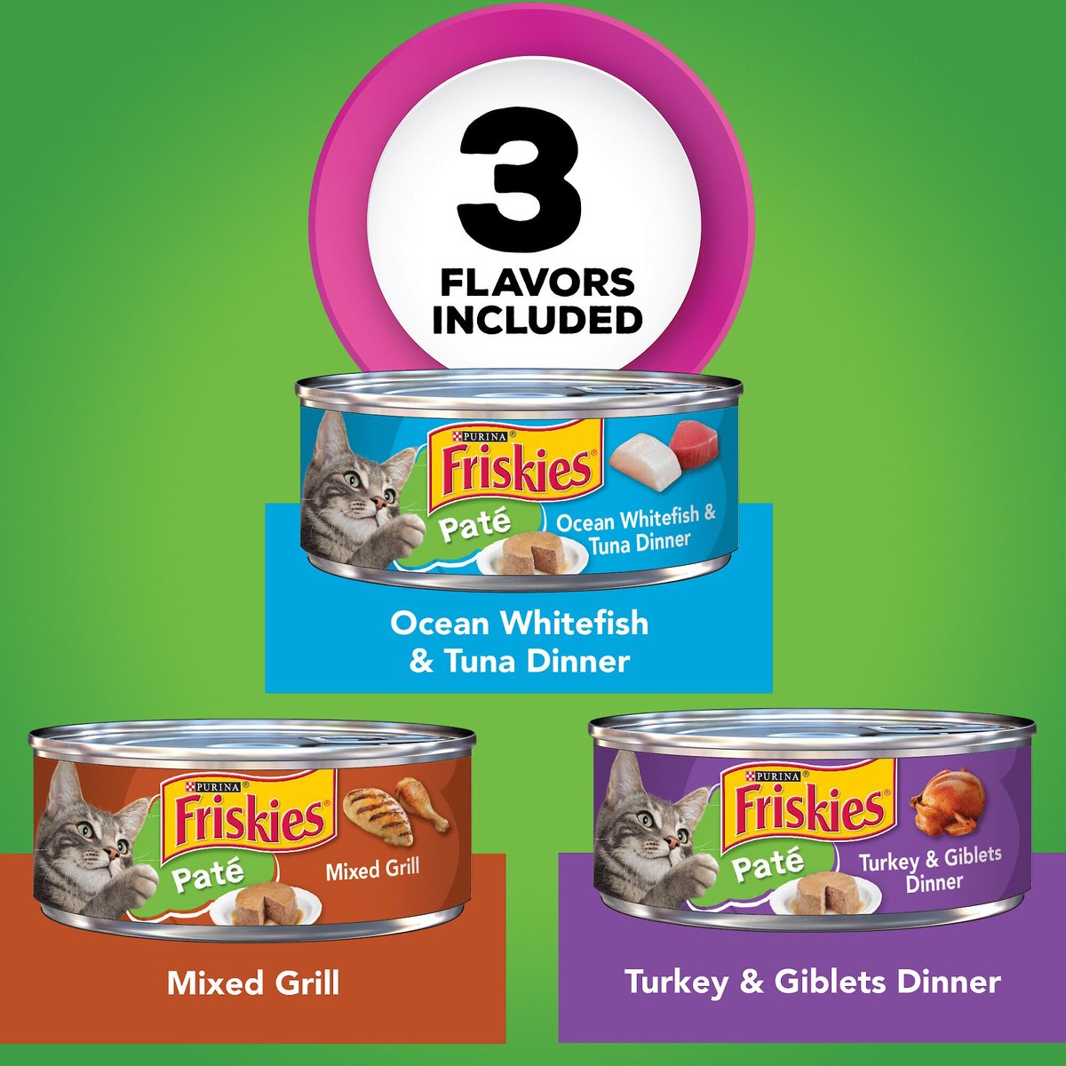 Purina Friskies Classic Pate Variety Pack Canned Cat Food, 5.5-oz, case of 24 (Fish, Chicken, Turkey Flavor)
