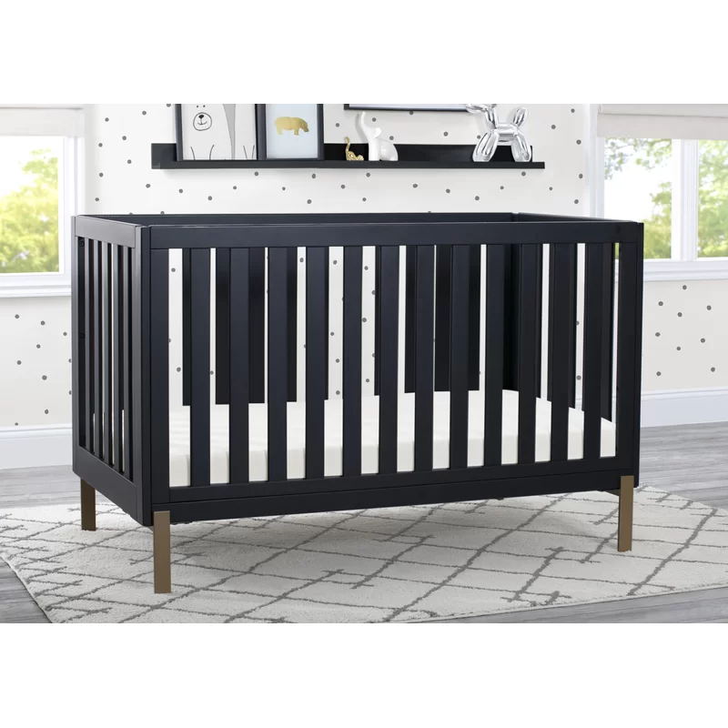 Delta Children Hendrix 4-in-1 Convertible Crib, Greenguard Gold Certified, Midnight Grey/Bronze W114130-1361
