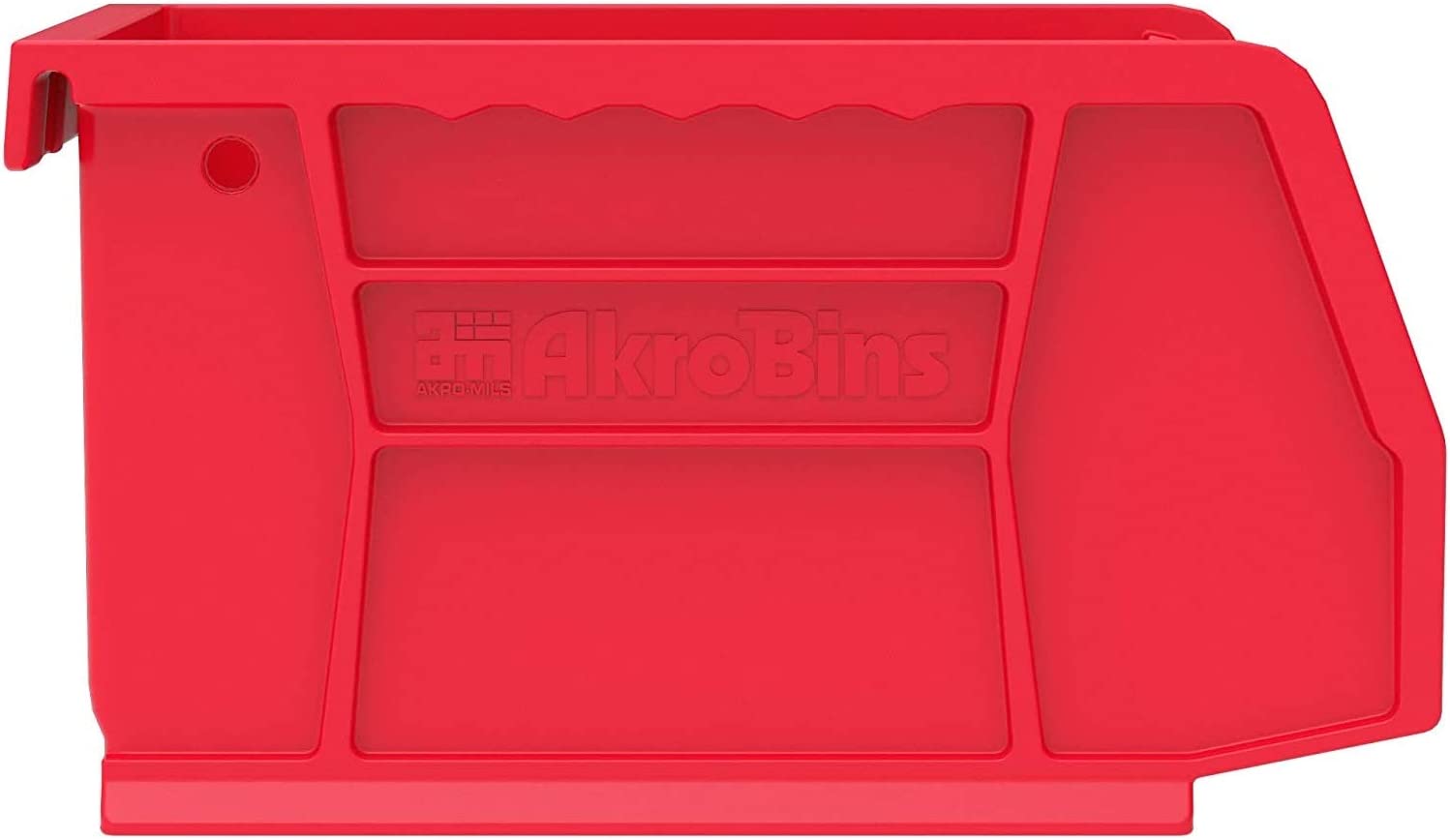 Akro-Mils 30210 AkroBins Plastic Storage Bin Hanging Stacking Containers, (5-Inch x 4-Inch x 3-Inch), Red, 24-Pack