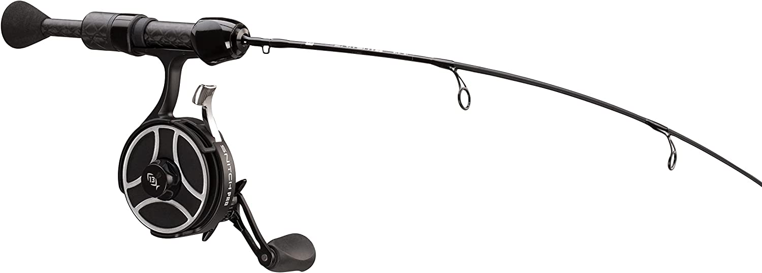 13 Fishing Snitch Pro Ghost Inline Ice Fishing Combo, 29 Inches (Left Hand Retrieve)