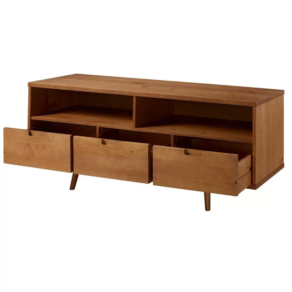 Walker Edison Furniture Company TV Stand 58′′ Fits TVs 64′′ 3-Drawers Caramel