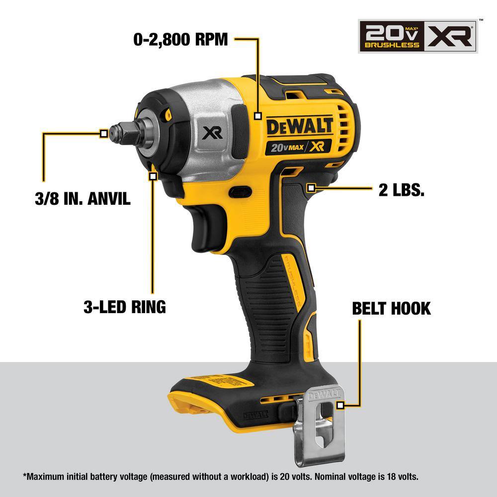 DEWALT DCF890B 20V MAX XR Cordless Brushless 3/8 in. Compact Impact Wrench (Tool Only)