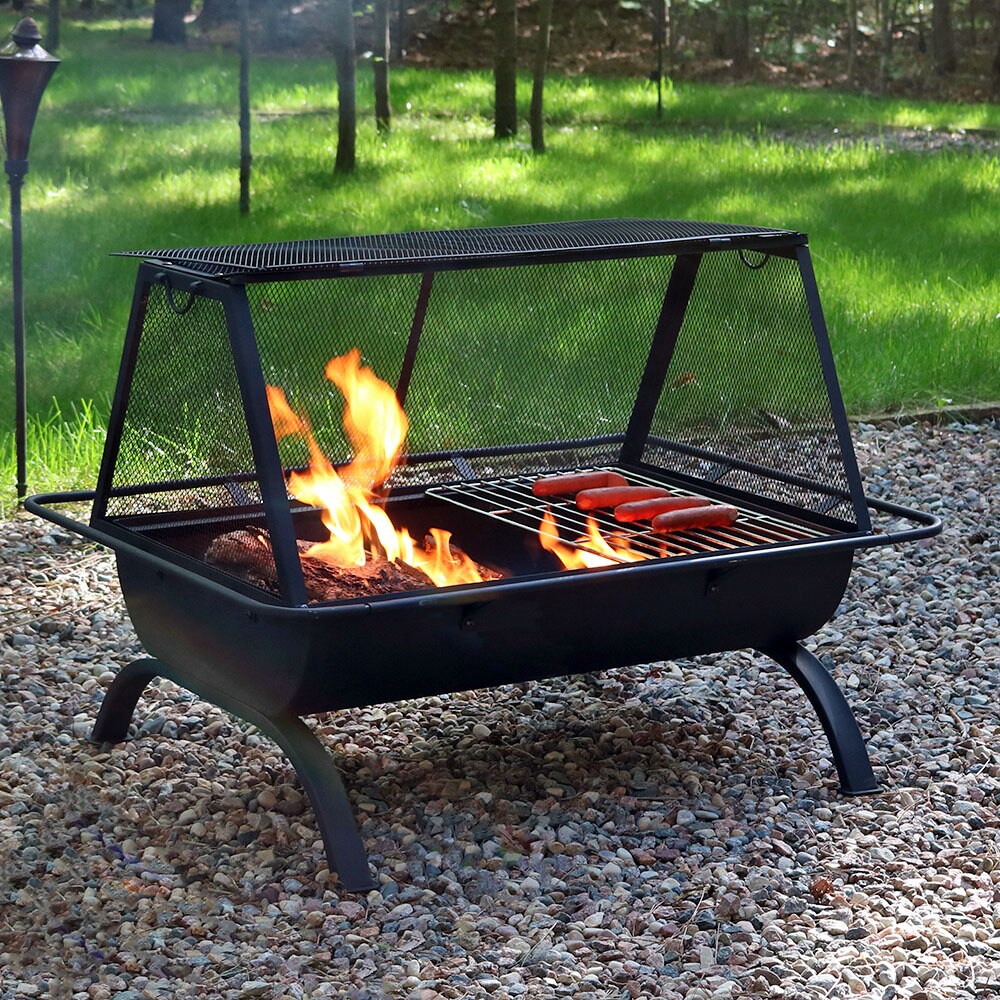 Sunnydaze Decor NB-NW201 27-in W Black Steel Wood-Burning Fire Pit