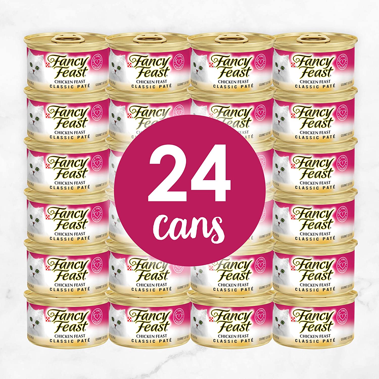 Purina Fancy Feast Grain Free Pate Wet Cat Food Classic Pate Chicken Feast – (24) 3 oz. Pull-Top Cans