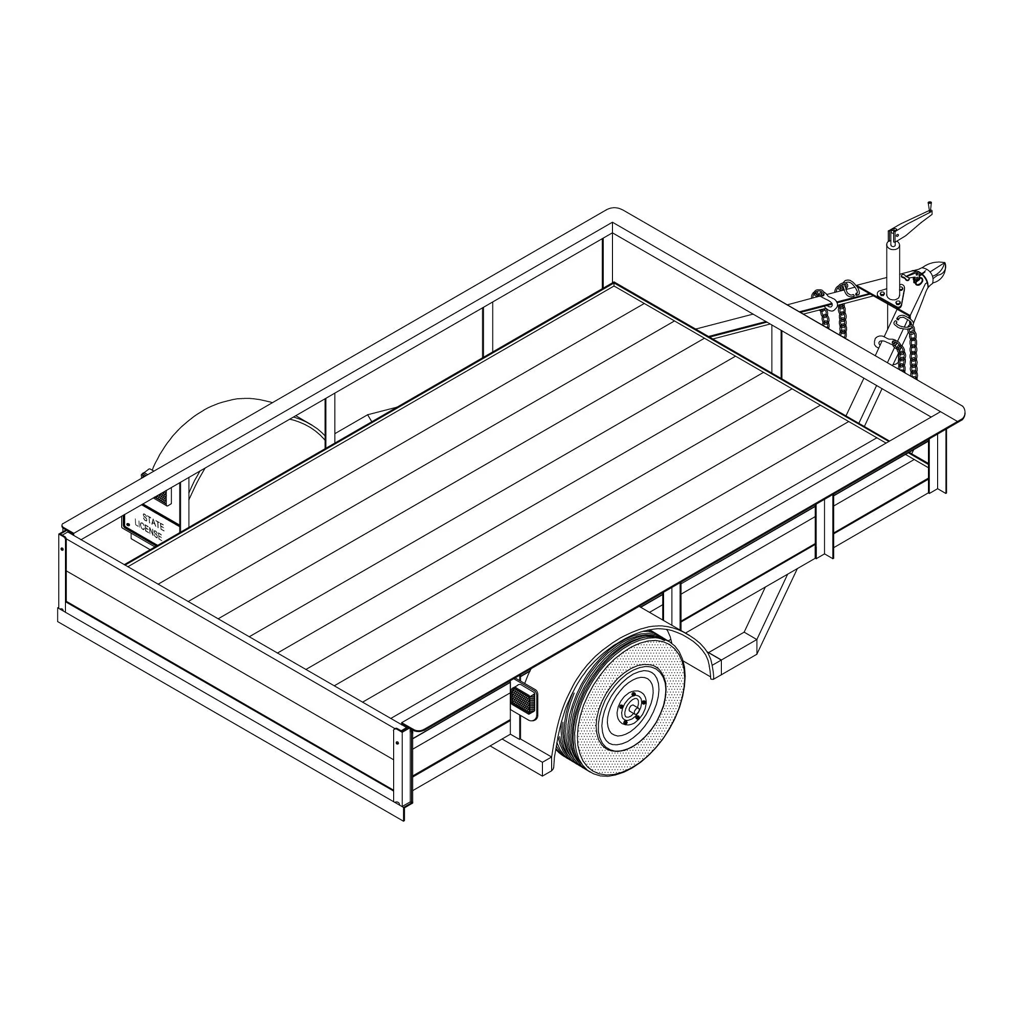 T1108 - 5' x 8' Single Axle 3.5K Utility Trailer DIY Master Plan - 14 How-to Steps w/ Blueprint
