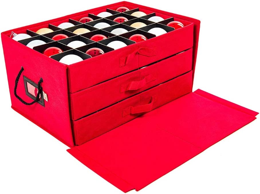Santa’s Bag Red 3-Drawer Ornament Storage Box