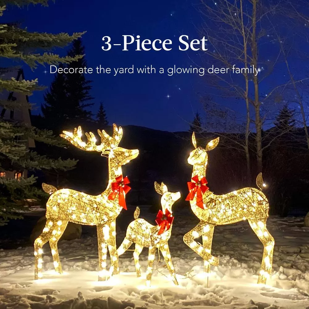 Best Choice Products SKY5826 60 in. LED Metal Deer Family Christmas Yard Decoration