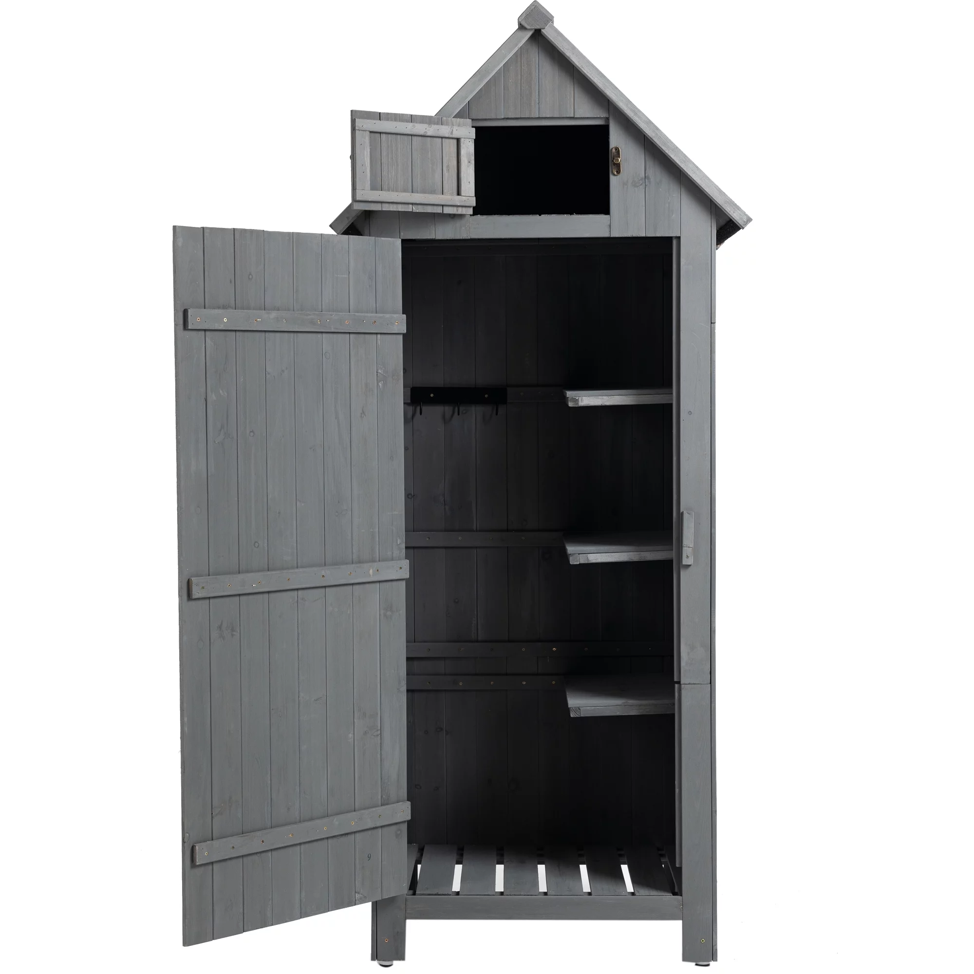 Outdoor Wooden Garden Storage Shed Storage Cabinet Tool Shed Lockable Wooden Garden Shed Gray-30.3L X 21.3W X 70.5H