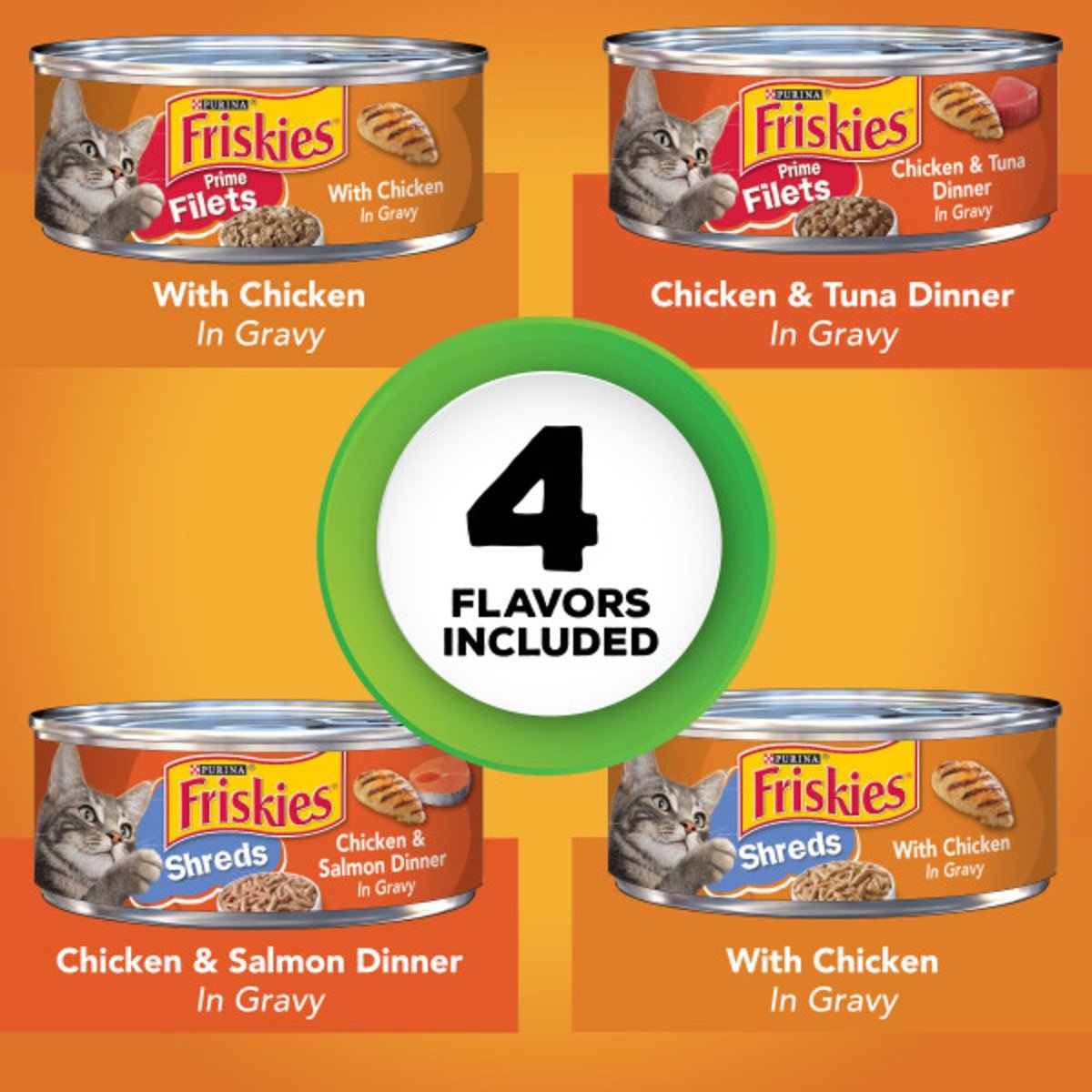 Purina Friskies Chicken Lovers Variety Pack Canned Cat Food, 5.5-oz, case of 32 (Salmon, Prime Filets, Tuna)