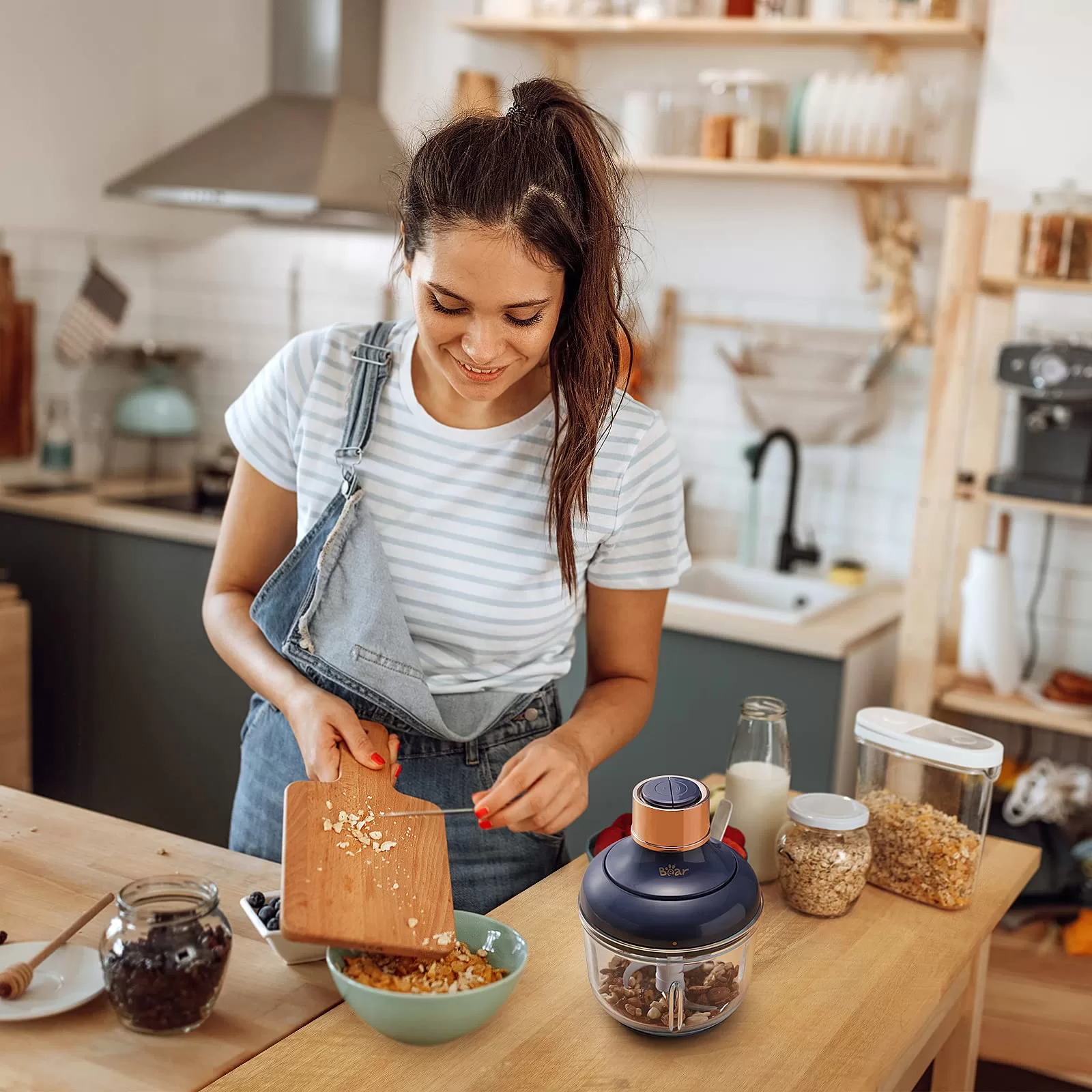 Bear Food Processor, Electric Food Chopper with 2 Glass Bowls (8 Cup+2.5 Cup)