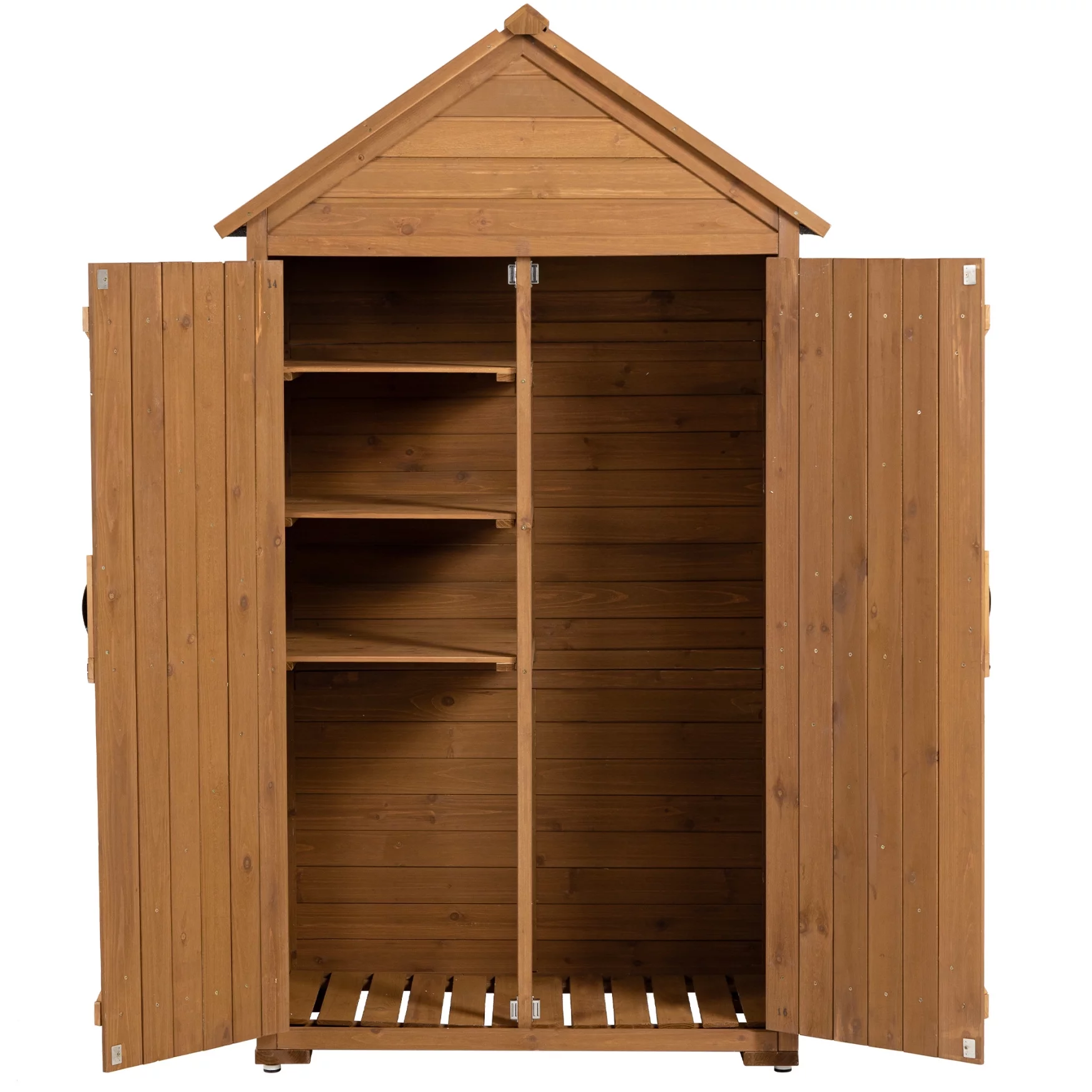 Outdoor Storage Cabinet. Garden Wood Tool Shed with Shelves and Latch.Arrow Organizer Wooden Lockers Shed Closet for Yard. Patio. Deck and Porch.Yellow Brown