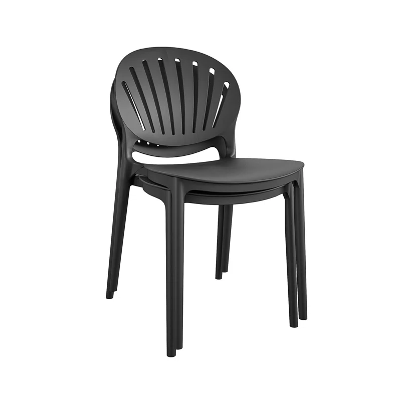 Cosco 87531BLK2E Black Stackable Plastic Outdoor Lounge Chair (2-Pack)